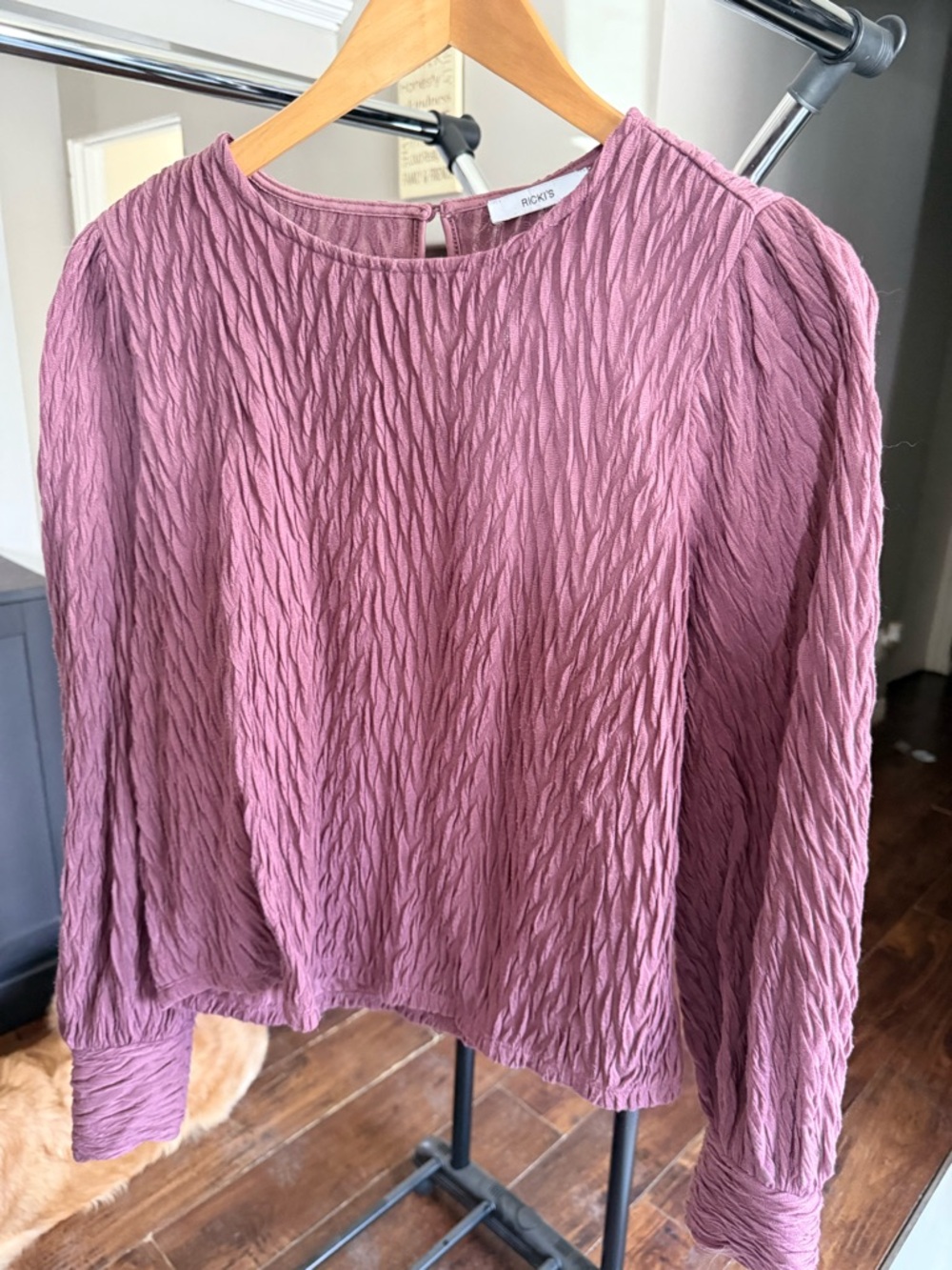 Ricki's Textured Mauve Long-Sleeve Blouse